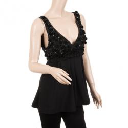 Pre Owned Emporio Armani Black Embellished Top S