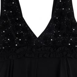 Pre Owned Emporio Armani Black Embellished Top S