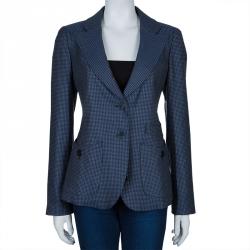 Pre Owned جاكيت بليزر امبوريو أرماني كاروهات أزرق M