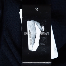 Pre Owned Emporio Armani Navy Blue Wool Gathered Pencil Skirt L