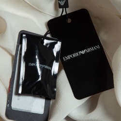 Pre Owned Emporio Armani Off white Silk Tie-Up Neck Shirt L