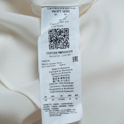 Pre Owned Emporio Armani Off white Silk Tie-Up Neck Shirt L