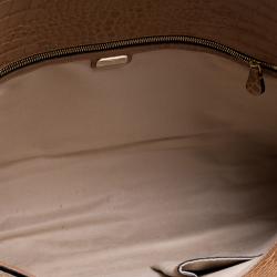Emporio Armani Light Brown Croc Embossed Leather Satchel