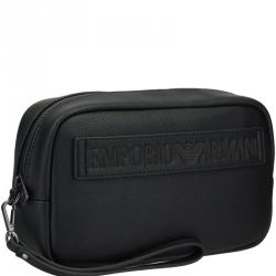 Pre Owned Emporio Armani Black Leather Clutch Bag