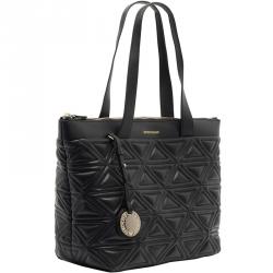Pre Owned Emporio Armani Black Quilted Leather Shopper Tote