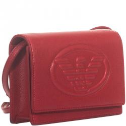Pre Owned Emporio Armani Red Leather Crossbody Bag