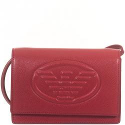 Pre Owned Emporio Armani Red Leather Crossbody Bag