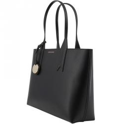 Emporio Armani Black Faux Leather Shopping Tote