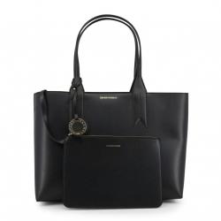 Emporio Armani Black Faux Leather Shopping Tote
