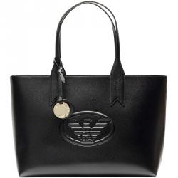 Emporio Armani Black Leather Shopper Tote