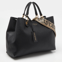 Pre Owned Emporio Armani Black Leather Large MyEA Tote