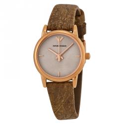 Pre Owned Emporio Armani Off-White Gold-Plated Stainless Steel AR1813 Women's Wristwatch 26MM