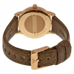 Pre Owned Emporio Armani Off-White Gold-Plated Stainless Steel AR1813 Women's Wristwatch 26MM