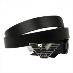 Pre Owned Emporio Armani Black Leather One Size Belt