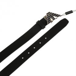 Pre Owned Emporio Armani Black Leather One Size Belt