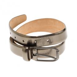 Pre Owned Emporio Armani Metallic Skinny Belt Size 50