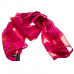 Pre Owned Emporio Armani Pink Logo Burnout Detail Scarf