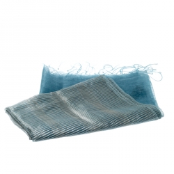 Pre Owned Emporio Armani Blue Silk and Wool Organza Lurex Striped Tassel Detail Scarf