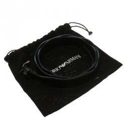 Pre Owned Emporio Armani Black Patent Leather Wavy Belt 115 CM