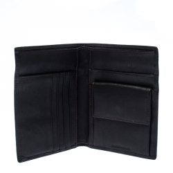 Pre Owned Emporio Armani Dark Brown Croc Embossed Leather Eagle Bi Fold Wallet