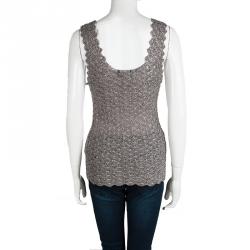 Pre Owned Emporio Armani Metallic Sleeveless Crocheted Top M