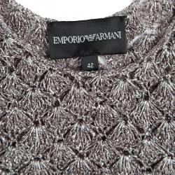 Pre Owned Emporio Armani Metallic Sleeveless Crocheted Top M