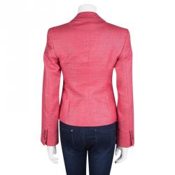 Pre Owned Emporio Armani Coral Pink Basket Weave Tailored Blazer S