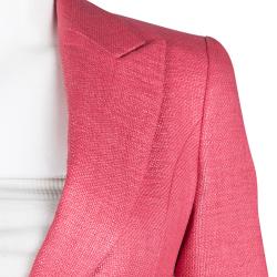 Pre Owned Emporio Armani Coral Pink Basket Weave Tailored Blazer S
