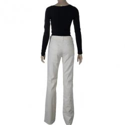 Pre Owned Emporio Armani Off-White Linen Trousers M