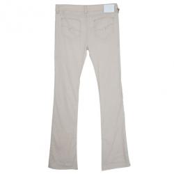 Pre Owned Emporio Armani Off-White Linen Trousers M