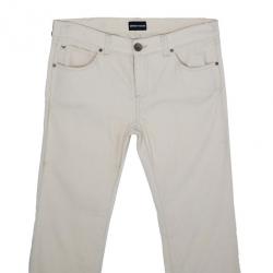 Pre Owned Emporio Armani Off-White Linen Trousers M