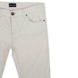 Pre Owned Emporio Armani Off-White Linen Trousers M