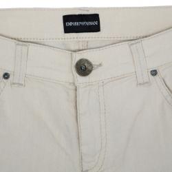 Pre Owned Emporio Armani Off-White Linen Trousers M
