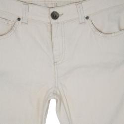 Pre Owned Emporio Armani Off-White Linen Trousers M