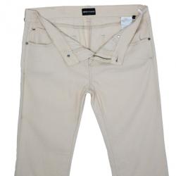 Pre Owned Emporio Armani Off-White Linen Trousers M