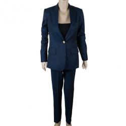 Pre Owned Emporio Armani Navy Velvet Lapel Suit S
