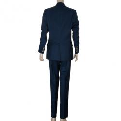 Pre Owned Emporio Armani Navy Velvet Lapel Suit S