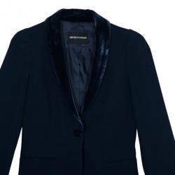 Pre Owned Emporio Armani Navy Velvet Lapel Suit S