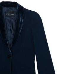 Pre Owned Emporio Armani Navy Velvet Lapel Suit S