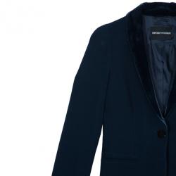 Pre Owned Emporio Armani Navy Velvet Lapel Suit S