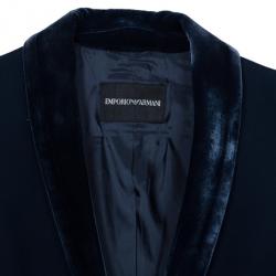 Pre Owned Emporio Armani Navy Velvet Lapel Suit S