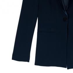 Pre Owned Emporio Armani Navy Velvet Lapel Suit S