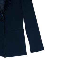 Pre Owned Emporio Armani Navy Velvet Lapel Suit S