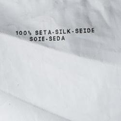 Pre Owned Emporio Armani Navy Blue Silk Contrast Buckle Detail Sheer Top S