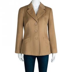 Pre Owned Emporio Armani Beige Wool Cashmere Blazer L