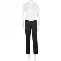 Pre Owned Emporio Armani Grey Wool and Cashmere Tailored Trousers L