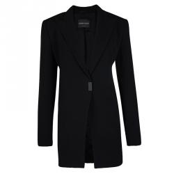 Pre Owned Emporio Armani Black Long Blazer and High Waist Pant Suit L