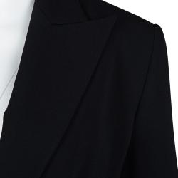 Pre Owned Emporio Armani Black Long Blazer and High Waist Pant Suit L