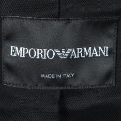 Pre Owned Emporio Armani Black Long Blazer and High Waist Pant Suit L