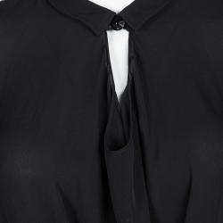 Pre Owned Emporio Armani Black Silk Belted Long Sleeve Tunic S